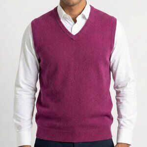 Woolovers Sweater Vest 100% Wool Plum Purple V Neck Mens Large Unisex